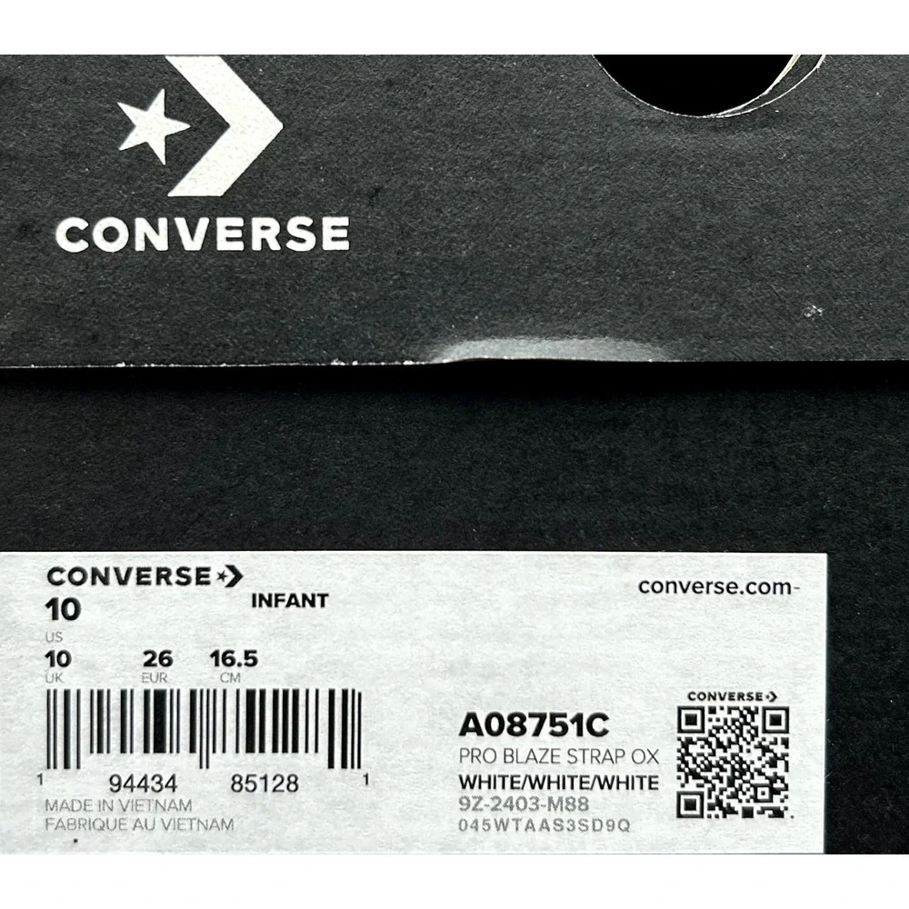 Converse Pro Blaze Toddle Boys Girls Slip-on Leather Sneaker Size 10 Solid White